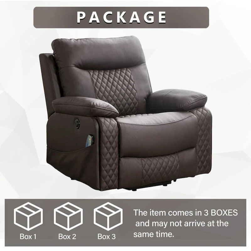 Fauteuil releveur électrique de massage chauffant en cuir moderne pour personnes âgées