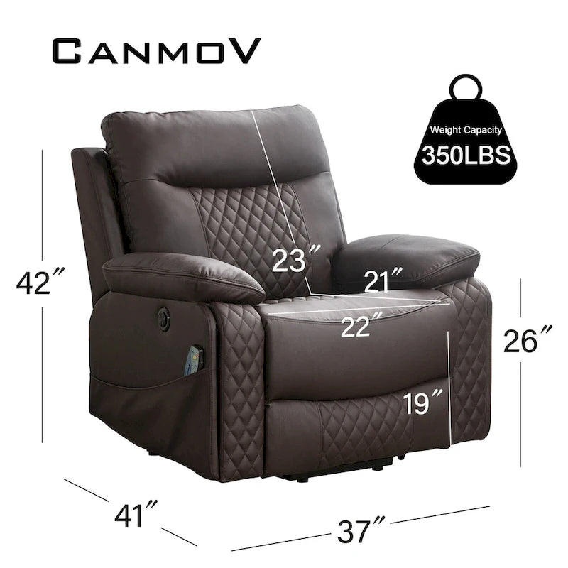 Fauteuil releveur électrique de massage chauffant en cuir moderne pour personnes âgées