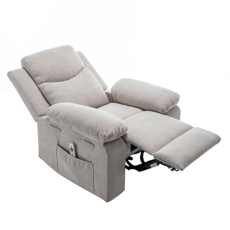 Fauteuil inclinable électrique en velours avec fonction massage réglable et système de chauffage