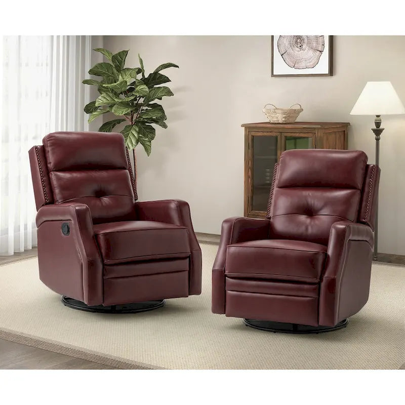 Ensemble de 2 fauteuils inclinables Beatriz pour salon avec base en métal