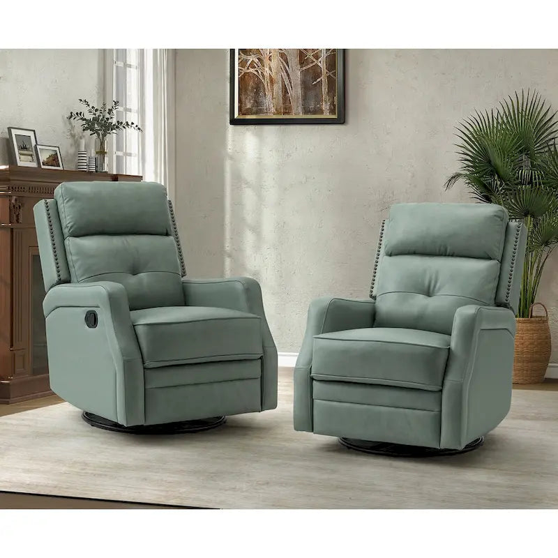 Ensemble de 2 fauteuils inclinables Beatriz pour salon avec base en métal