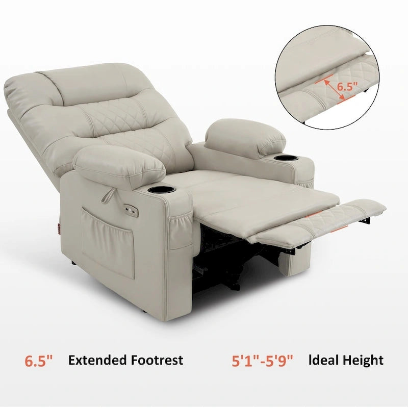 Fauteuil inclinable électrique MCombo avec chauffage et massage, cuir PR621