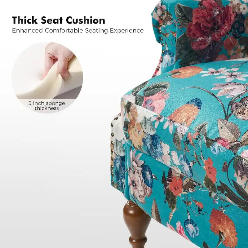 Fauteuil inclinable manuel Terri Classic avec accoudoirs découpés et clous décoratifs pour salon par HULALA HOME