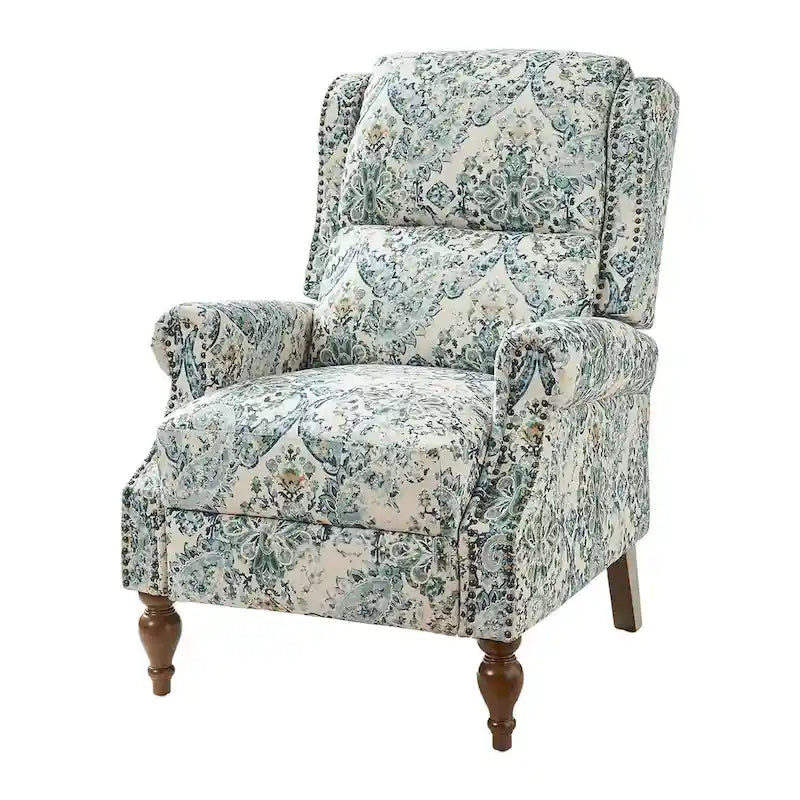 Fauteuil inclinable manuel Terri Classic avec accoudoirs découpés et clous décoratifs pour salon par HULALA HOME