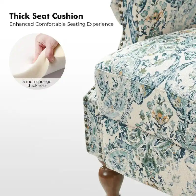 Fauteuil inclinable manuel Terri Classic avec accoudoirs découpés et clous décoratifs pour salon par HULALA HOME