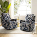 Fauteuil inclinable pivotant manuel Arlette Floral avec dossier capitonné – Ensemble de 2