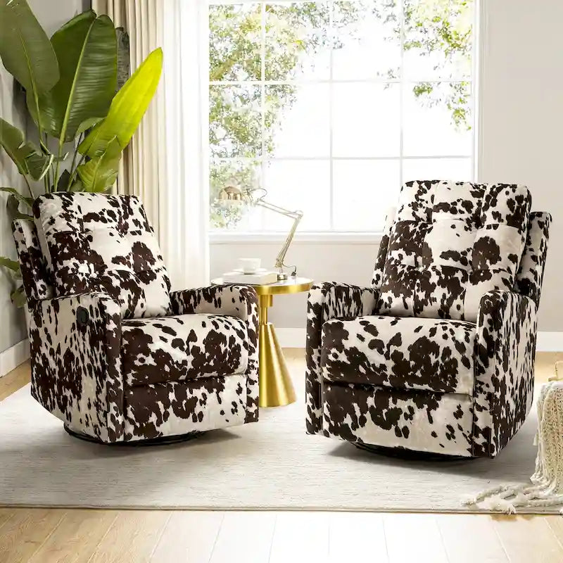 Fauteuil inclinable pivotant manuel Arlette Floral avec dossier capitonné – Ensemble de 2