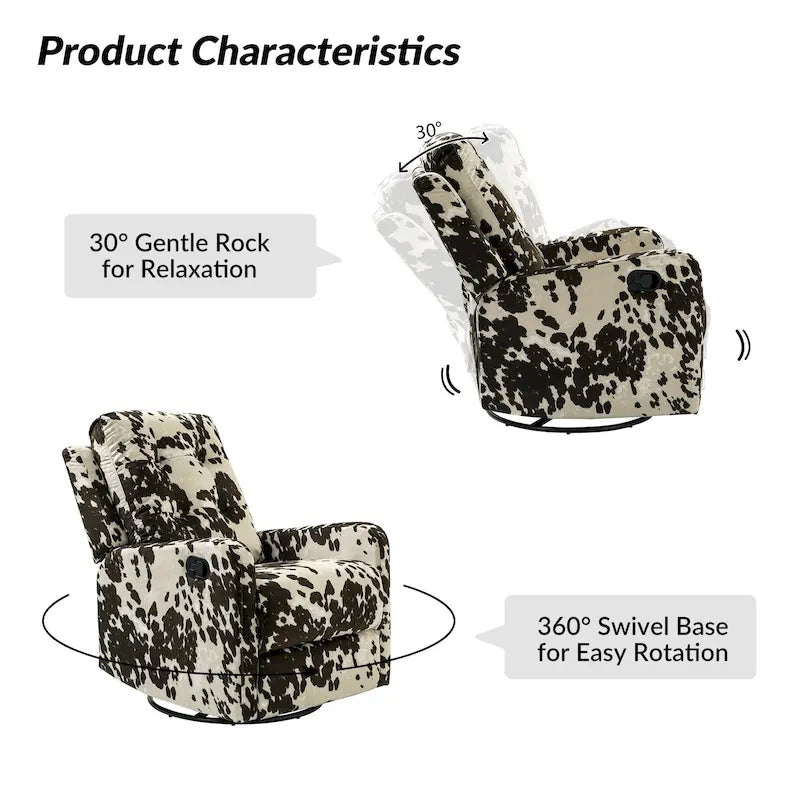 Fauteuil inclinable pivotant manuel Arlette Floral avec dossier capitonné – Ensemble de 2