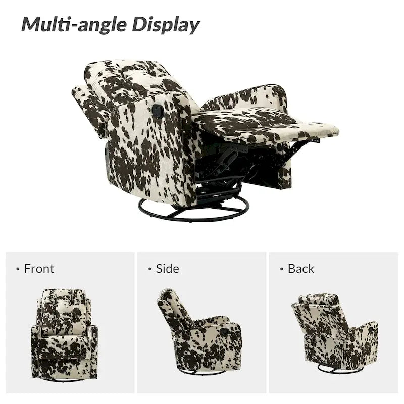 Fauteuil inclinable pivotant manuel Arlette Floral avec dossier capitonné – Ensemble de 2