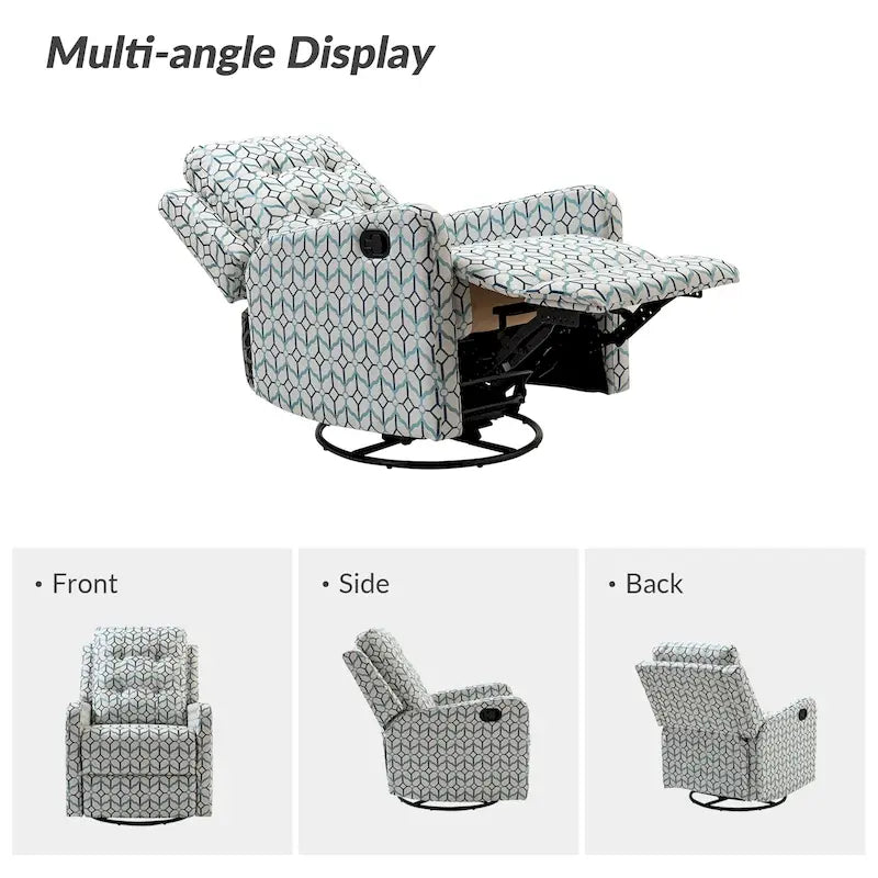 Fauteuil inclinable pivotant manuel Arlette Floral avec dossier capitonné – Ensemble de 2