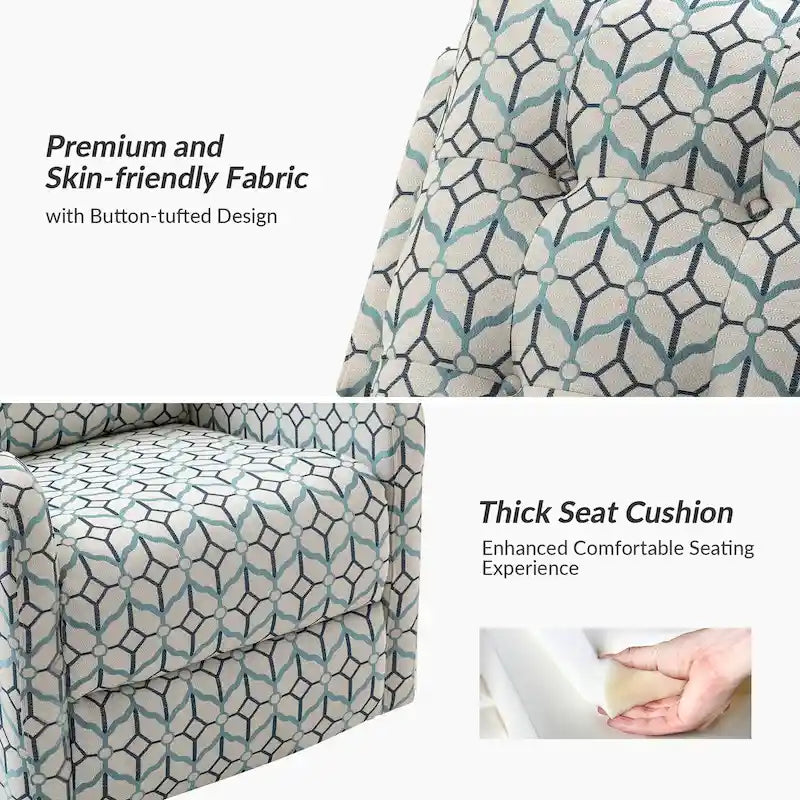 Fauteuil inclinable pivotant manuel Arlette Floral avec dossier capitonné – Ensemble de 2