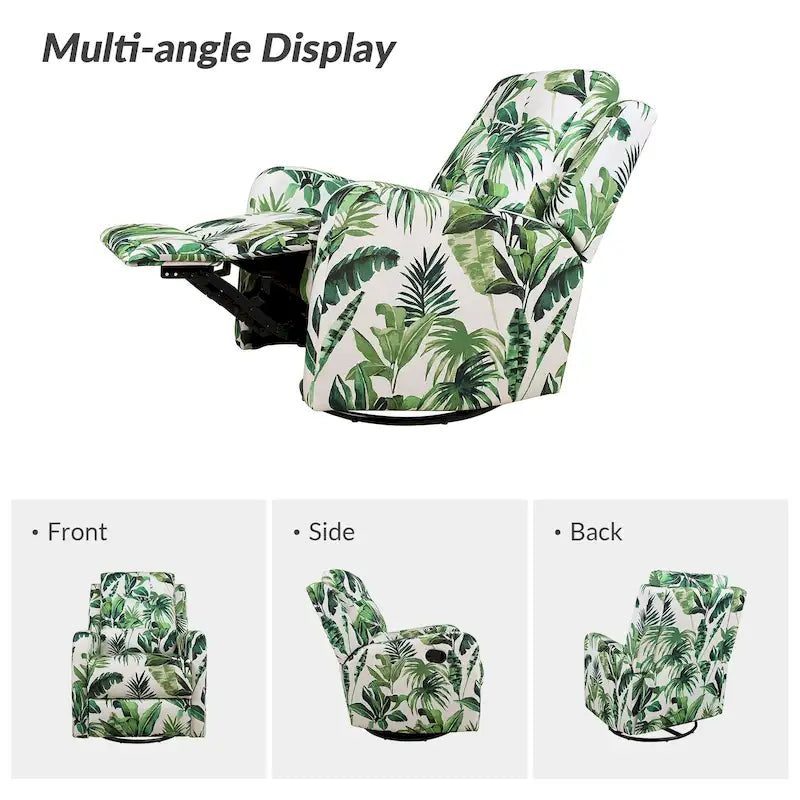 Fauteuil inclinable pivotant manuel Arlette Floral avec dossier capitonné – Ensemble de 2