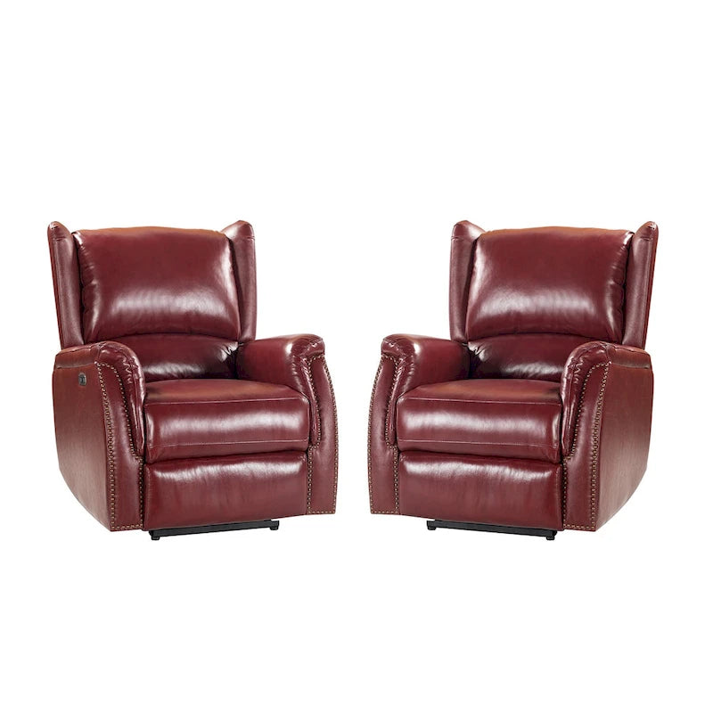 Fauteuil inclinable électrique Eduardo en cuir véritable avec port USB (ensemble de 2)