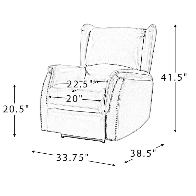 Fauteuil inclinable électrique Eduardo en cuir véritable avec port USB (ensemble de 2)
