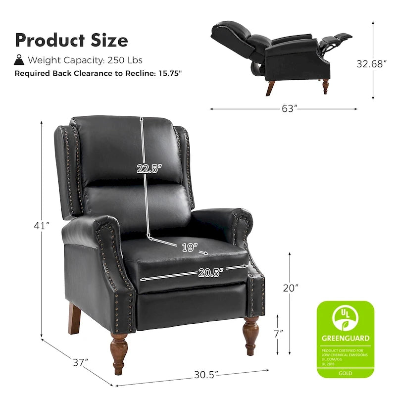 Fauteuil inclinable manuel en similicuir végétalien Terri par HULALA HOME