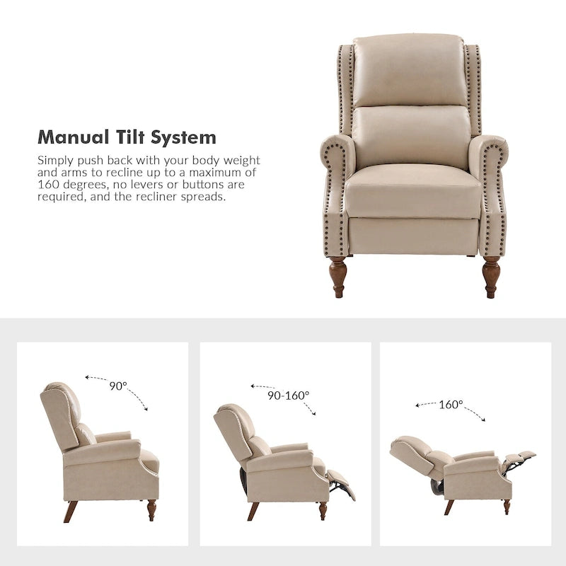 Fauteuil inclinable manuel en similicuir végétalien Terri par HULALA HOME