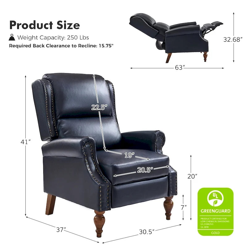 Fauteuil inclinable manuel en similicuir végétalien Terri par HULALA HOME