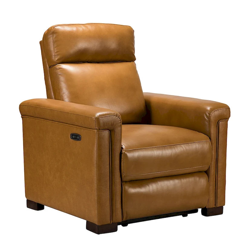 Fauteuil inclinable électrique Alicia de 34,65 po de large en cuir véritable au style classique contemporain avec port USB (ensemble de 2)