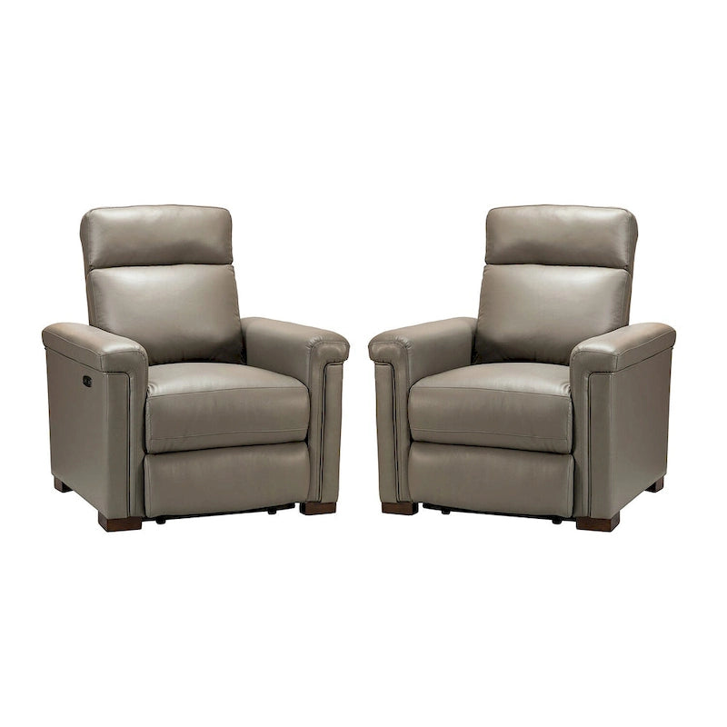 Fauteuil inclinable électrique Alicia de 34,65 po de large en cuir véritable au style classique contemporain avec port USB (ensemble de 2)