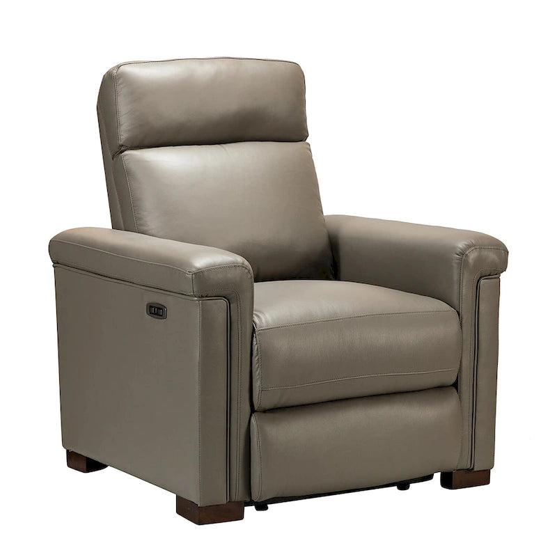 Fauteuil inclinable électrique Alicia de 34,65 po de large en cuir véritable au style classique contemporain avec port USB (ensemble de 2)