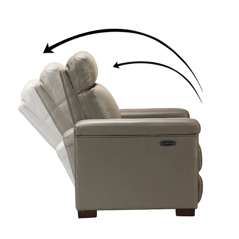 Fauteuil inclinable électrique Alicia de 34,65 po de large en cuir véritable au style classique contemporain avec port USB (ensemble de 2)