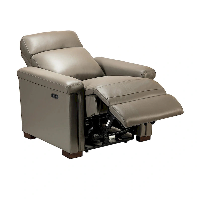 Fauteuil inclinable électrique Alicia de 34,65 po de large en cuir véritable au style classique contemporain avec port USB (ensemble de 2)
