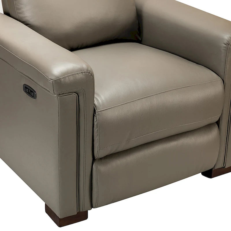 Fauteuil inclinable électrique Alicia de 34,65 po de large en cuir véritable au style classique contemporain avec port USB (ensemble de 2)