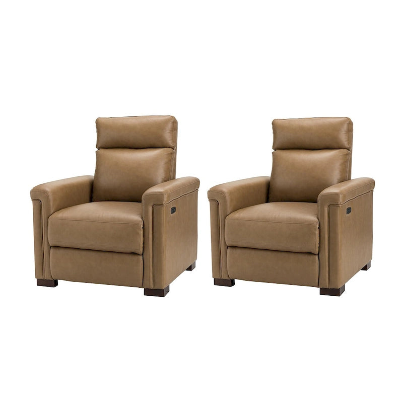 Fauteuil inclinable électrique Alicia de 34,65 po de large en cuir véritable au style classique contemporain avec port USB (ensemble de 2)