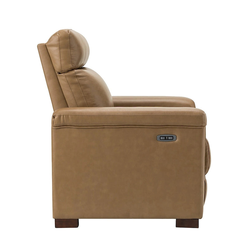 Fauteuil inclinable électrique Alicia de 34,65 po de large en cuir véritable au style classique contemporain avec port USB (ensemble de 2)