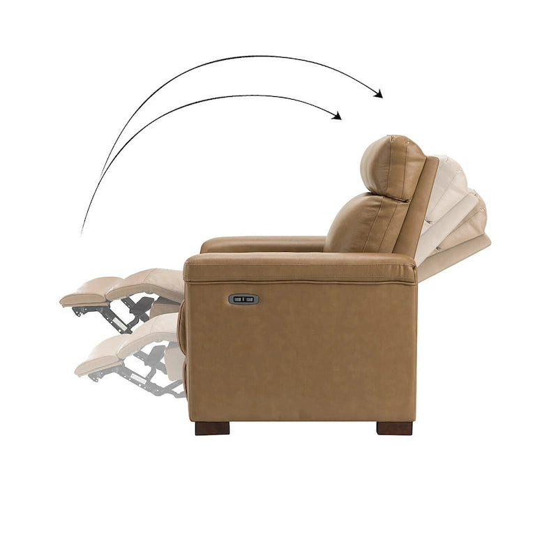 Fauteuil inclinable électrique Alicia de 34,65 po de large en cuir véritable au style classique contemporain avec port USB (ensemble de 2)