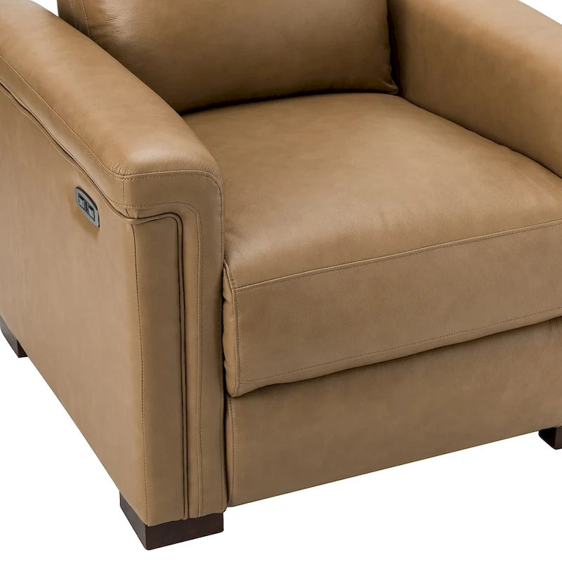 Fauteuil inclinable électrique Alicia de 34,65 po de large en cuir véritable au style classique contemporain avec port USB (ensemble de 2)