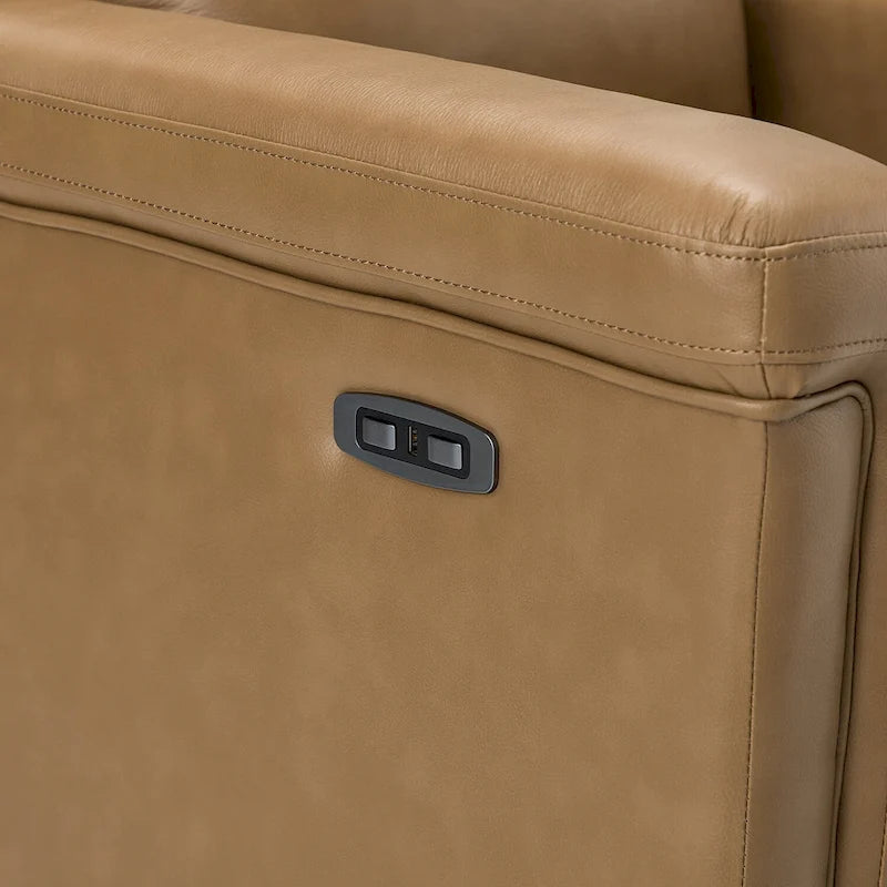 Fauteuil inclinable électrique Alicia de 34,65 po de large en cuir véritable au style classique contemporain avec port USB (ensemble de 2)