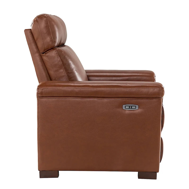 Fauteuil inclinable électrique Alicia de 34,65 po de large en cuir véritable au style classique contemporain avec port USB (ensemble de 2)