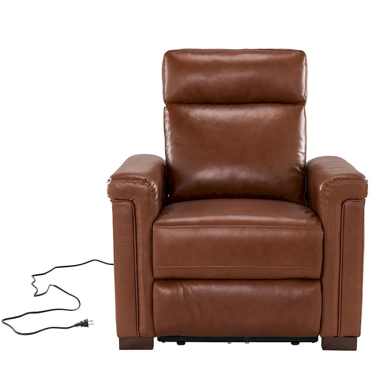 Fauteuil inclinable électrique Alicia de 34,65 po de large en cuir véritable au style classique contemporain avec port USB (ensemble de 2)