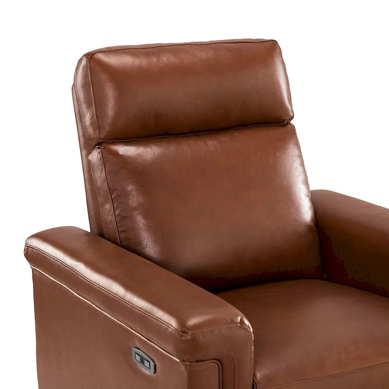 Fauteuil inclinable électrique Alicia de 34,65 po de large en cuir véritable au style classique contemporain avec port USB (ensemble de 2)