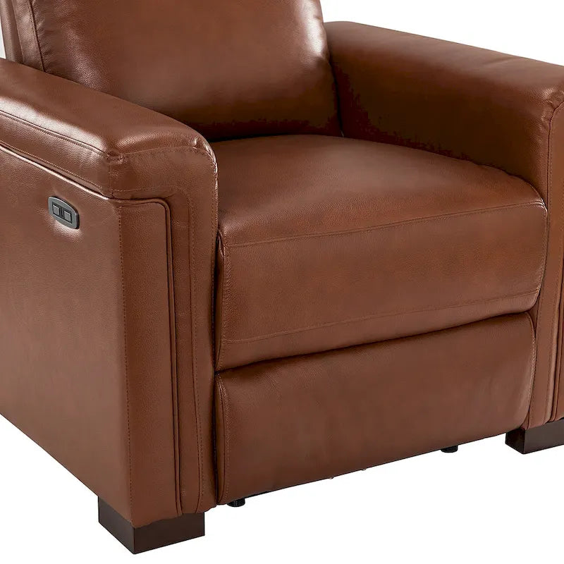 Fauteuil inclinable électrique Alicia de 34,65 po de large en cuir véritable au style classique contemporain avec port USB (ensemble de 2)