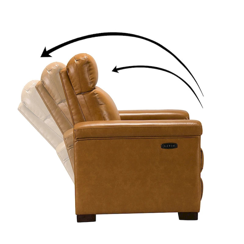 Fauteuil inclinable électrique Alicia de 34,65 po de large en cuir véritable au style classique contemporain avec port USB (ensemble de 2)