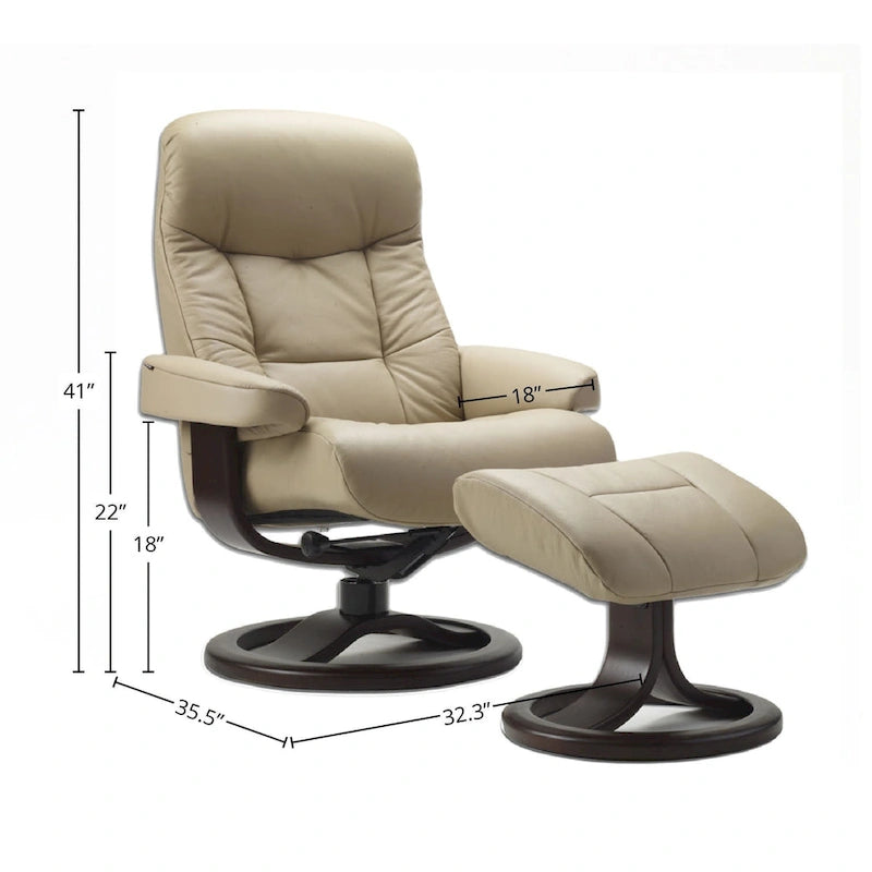 Fauteuil inclinable et ottoman en cuir Fjords Muldal