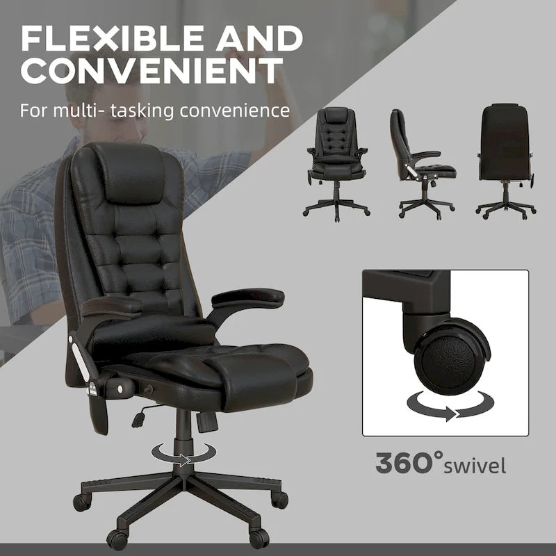 HOMCOM Fauteuil de bureau massant et vibrant à dossier haut avec 6 points de vibration, beige