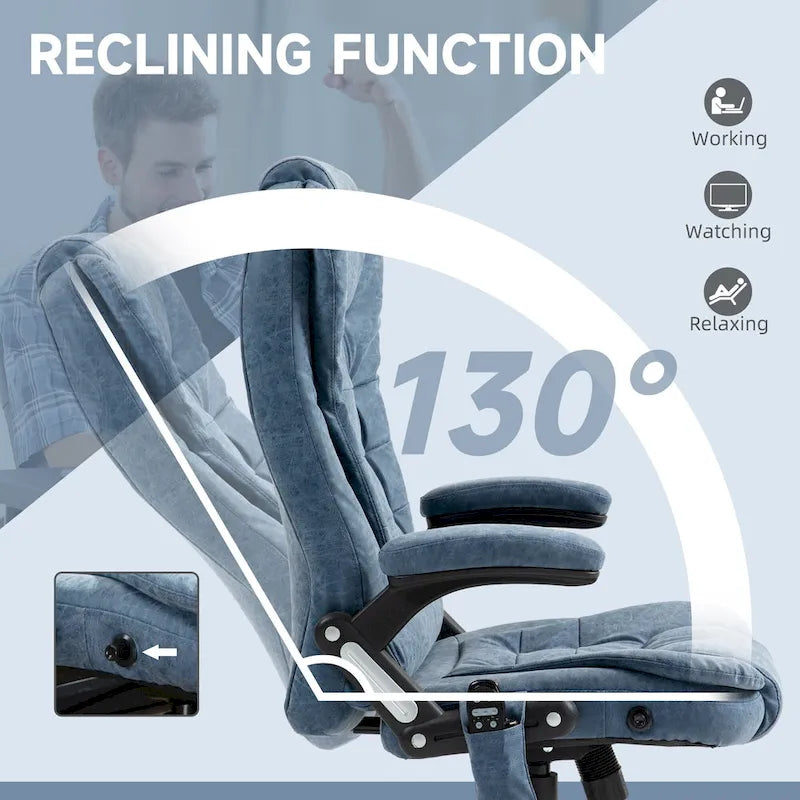 HOMCOM Fauteuil de bureau massant et vibrant à dossier haut avec 6 points de vibration, beige
