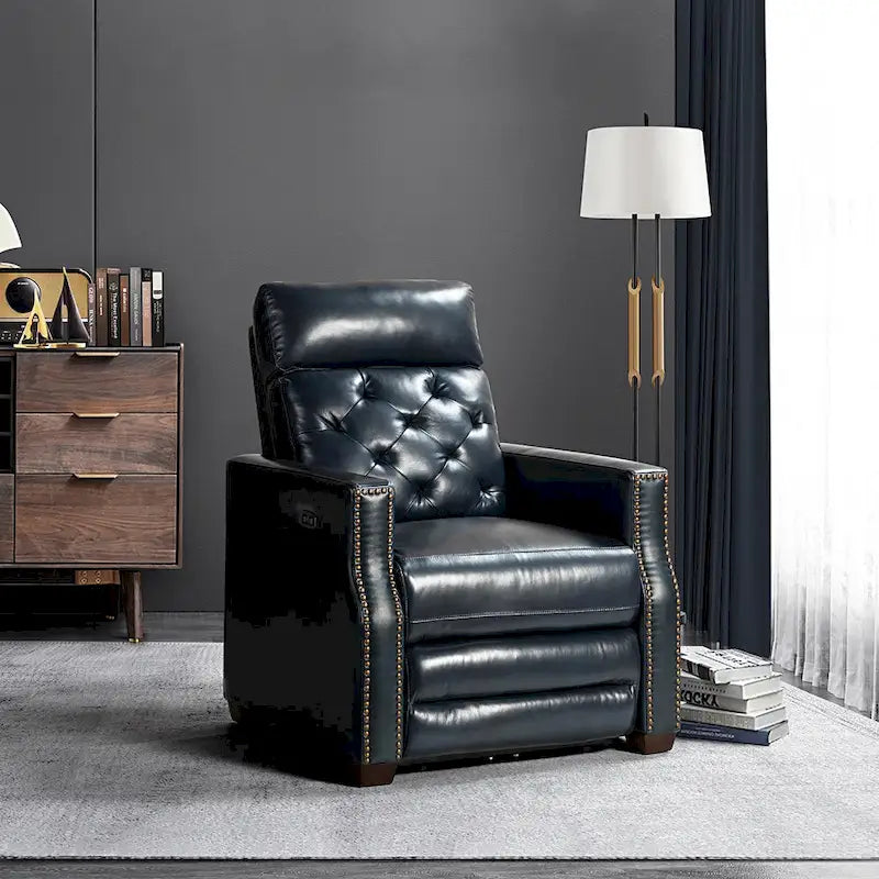Fauteuil inclinable électrique Alina de 31,50 po de large en cuir véritable avec port USB