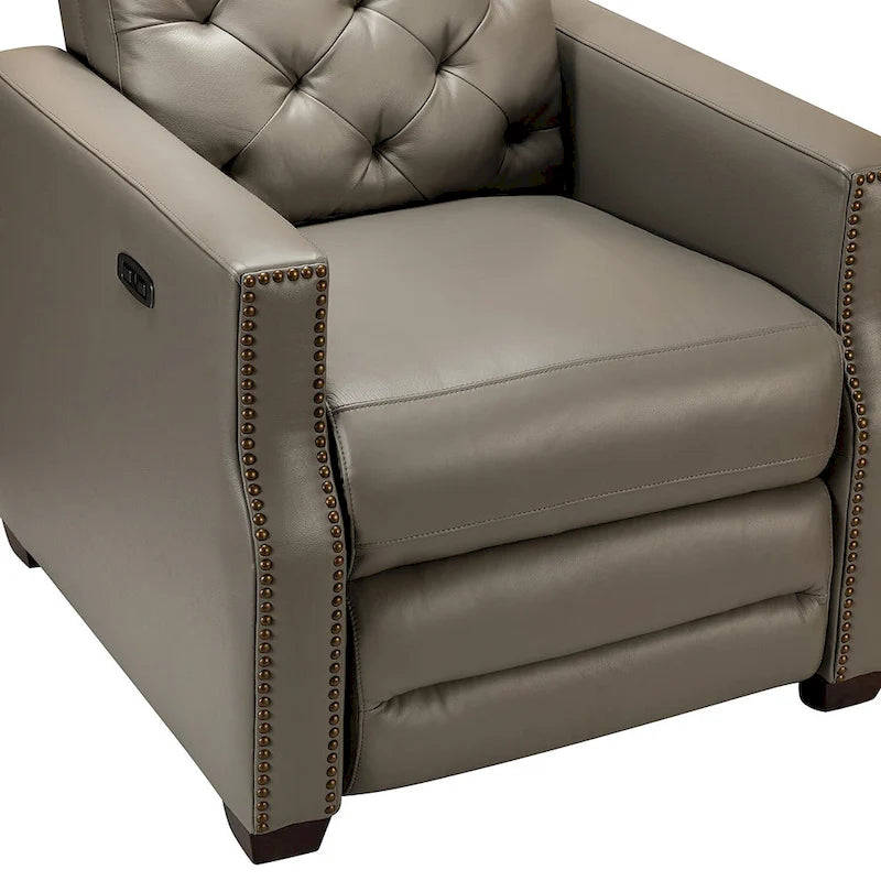 Fauteuil inclinable électrique Alina de 31,50 po de large en cuir véritable avec port USB