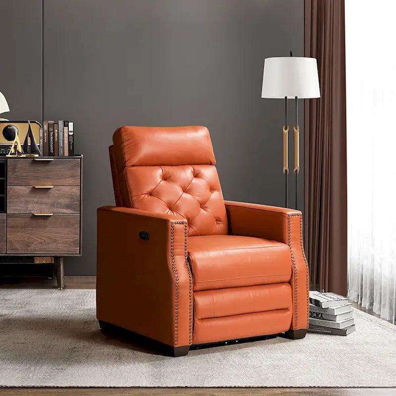 Fauteuil inclinable électrique Alina de 31,50 po de large en cuir véritable avec port USB