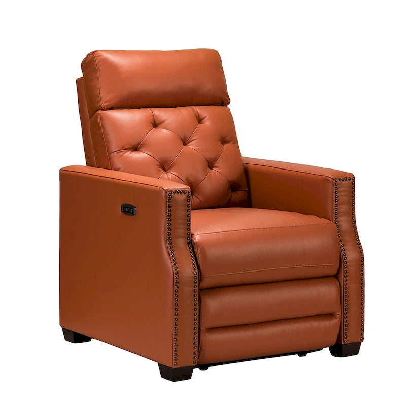 Fauteuil inclinable électrique Alina de 31,50 po de large en cuir véritable avec port USB