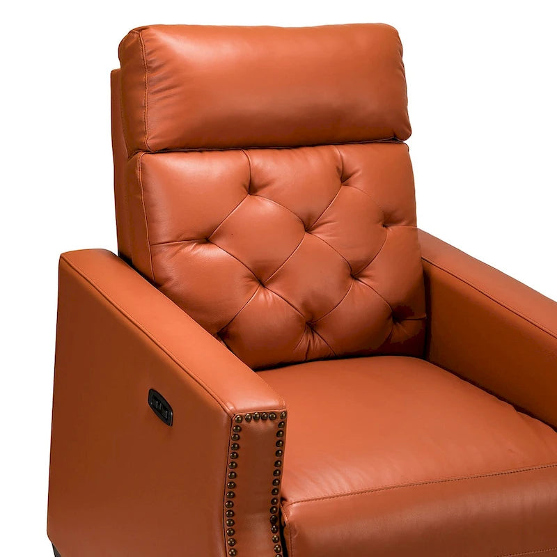 Fauteuil inclinable électrique Alina de 31,50 po de large en cuir véritable avec port USB