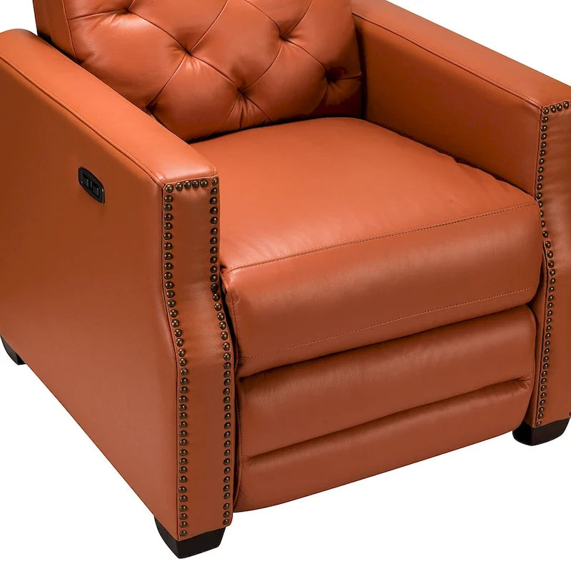 Fauteuil inclinable électrique Alina de 31,50 po de large en cuir véritable avec port USB