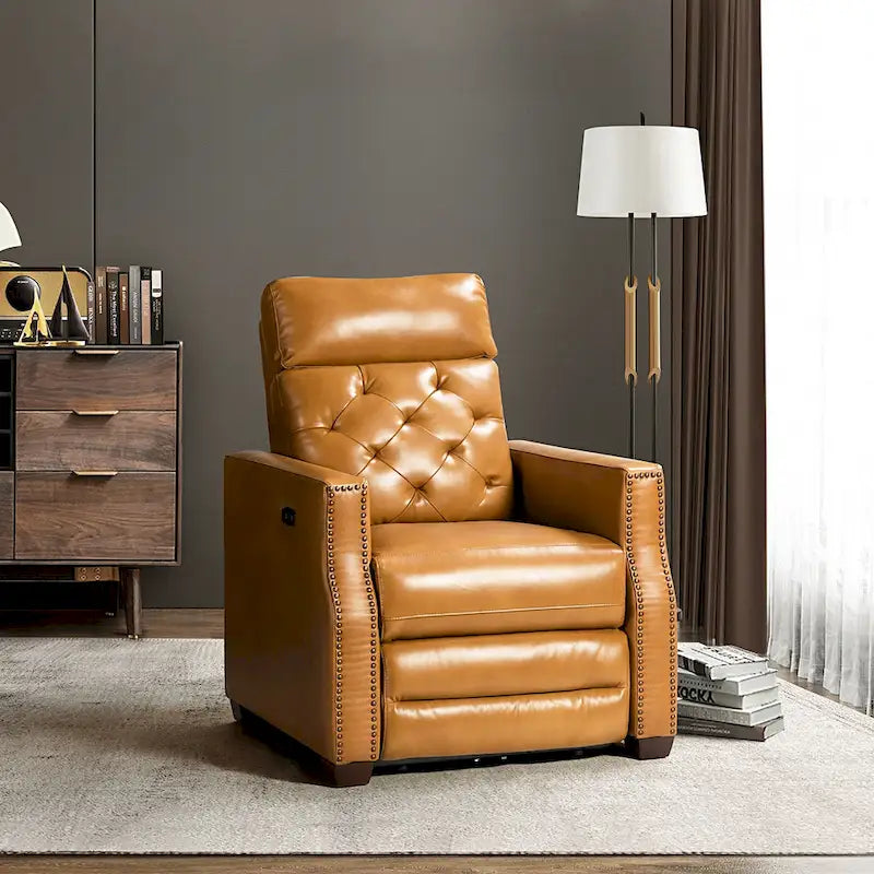 Fauteuil inclinable électrique Alina de 31,50 po de large en cuir véritable avec port USB