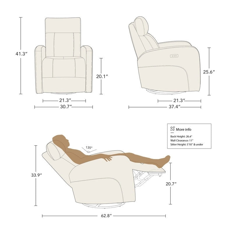 Fauteuil inclinable, pivotant et basculant Rowan Power