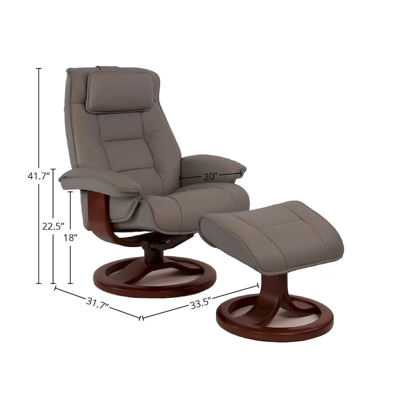 Fauteuil inclinable et ottoman en cuir Fjords Mustang