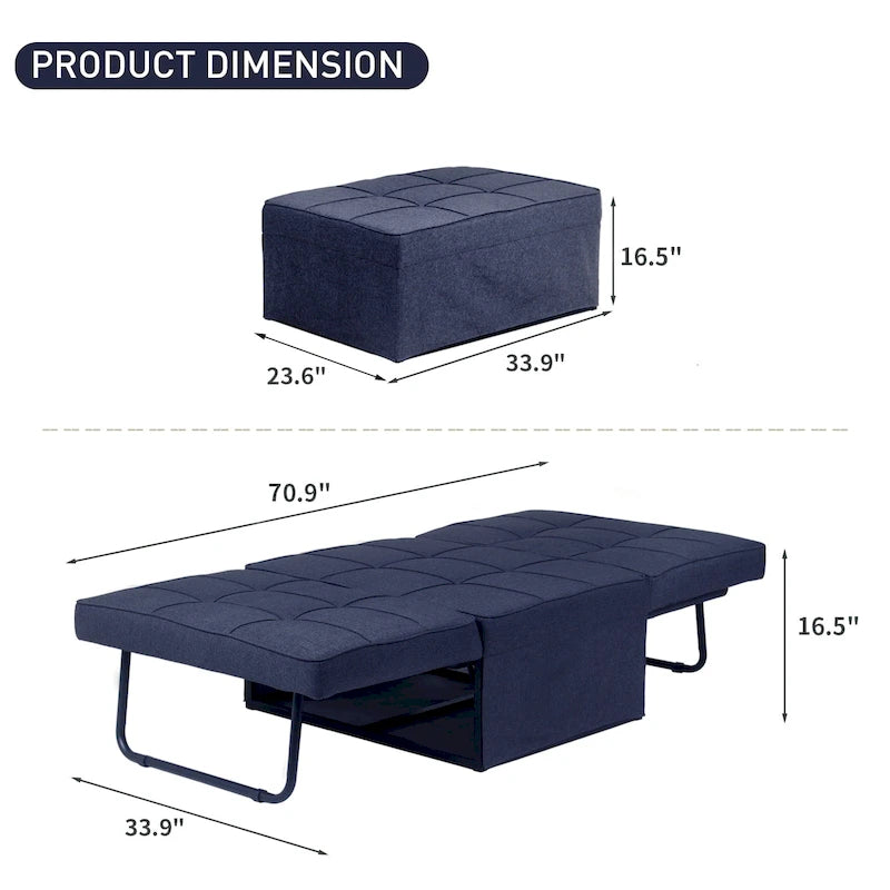 Canapé convertible Lit d'appoint Fauteuil-lit Canapé pliant Pouf Fauteuils inclinables pour le salon